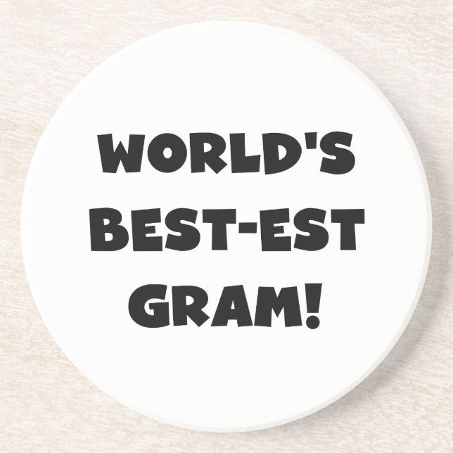 World's Best-est Gram Black Text Tshirts and GIfts Coaster (Front)