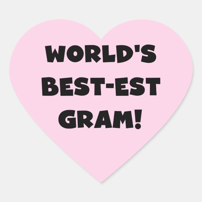 World's Best-est Gram Black Text Tshirts and GIfts Heart Sticker (Front)