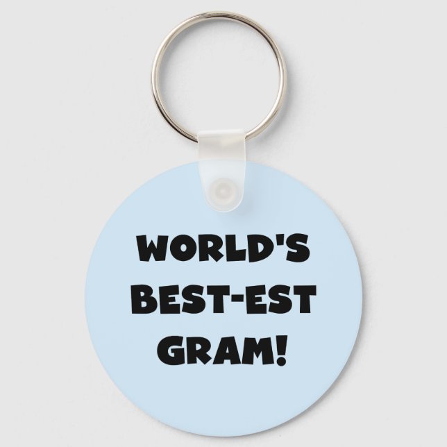 World's Best-est Gram Black Text Tshirts and GIfts Key Ring (Front)