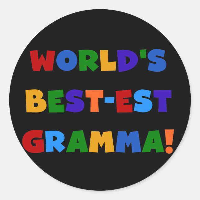 World's Best-est Gramma Bright Colours Classic Round Sticker (Front)
