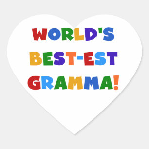 World's Best-est Gramma Bright Colours Heart Sticker