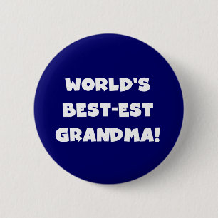 World's Best-Est Grandma White Text Gifts 6 Cm Round Badge