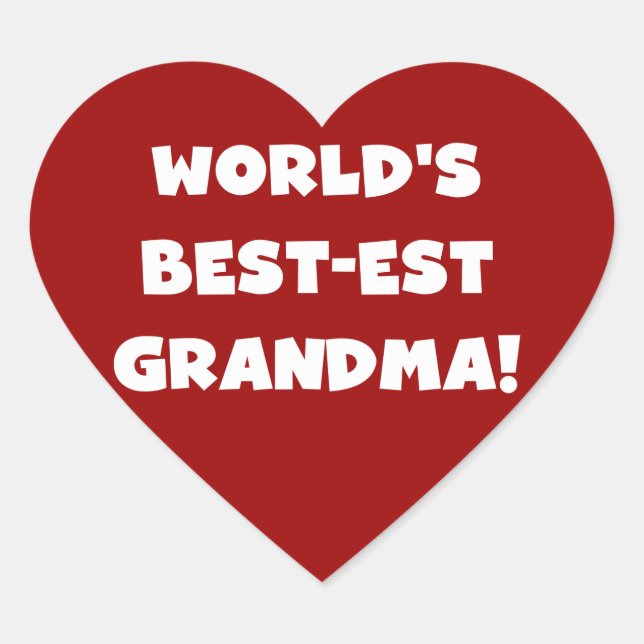 World's Best-Est Grandma White Text Gifts Heart Sticker (Front)