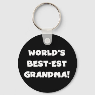 World's Best-Est Grandma White Text Gifts Key Ring