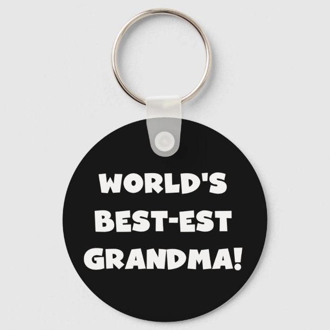 World's Best-Est Grandma White Text Gifts Key Ring (Front)