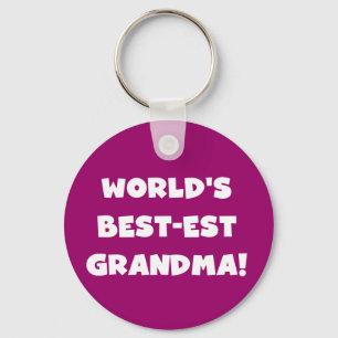 World's Best-Est Grandma White Text Gifts Key Ring