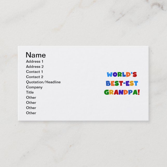 World's Best-est Grandpa Bright Colours Gifts Business Card (Front)