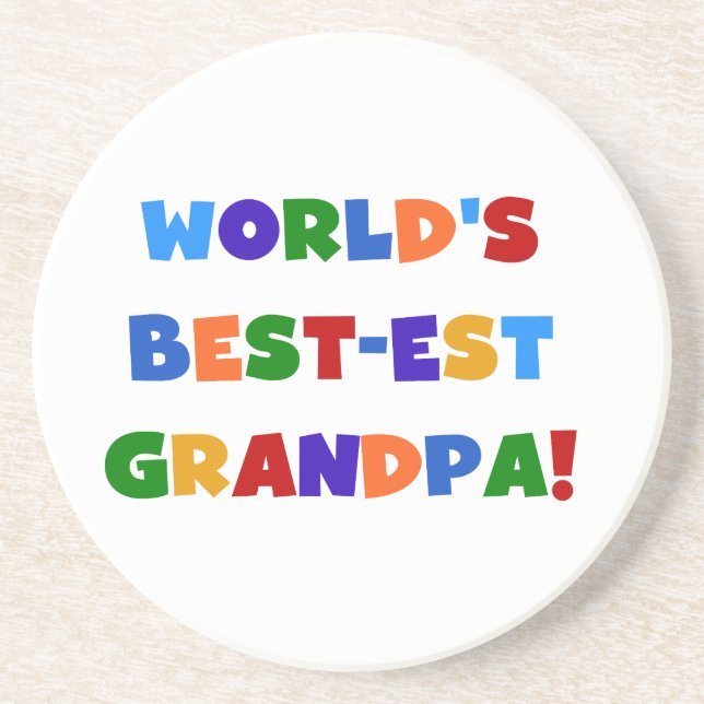 World's Best-est Grandpa Bright Colours Gifts Coaster (Front)