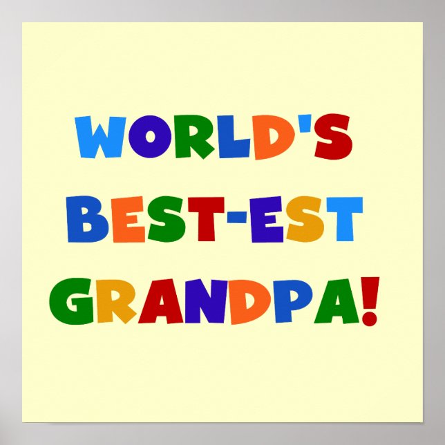 World's Best-est Grandpa Bright Colours Gifts Poster (Front)