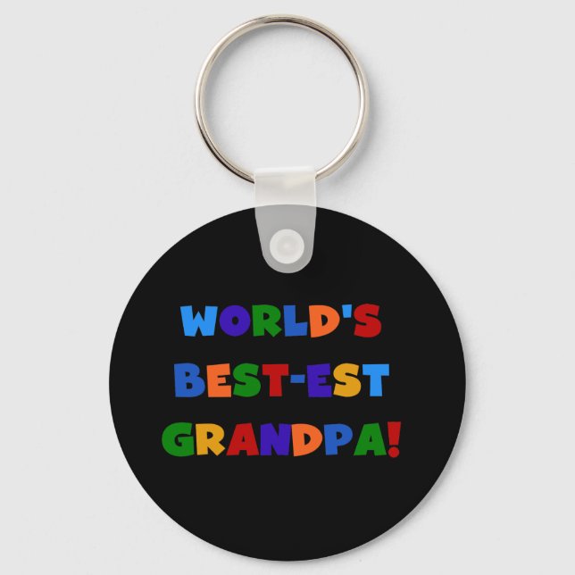 World's Best-est Grandpa Bright Colours T-shirts Key Ring (Front)
