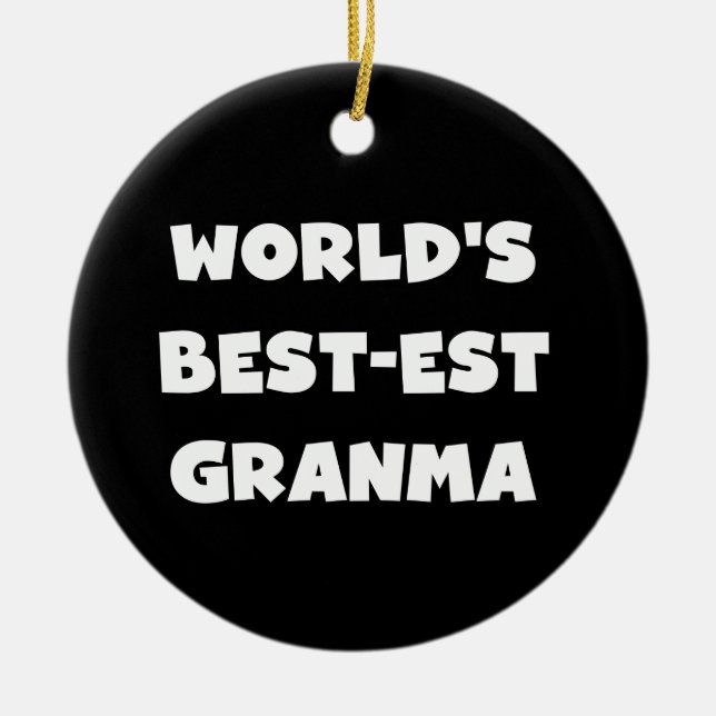 World's Best-est Granma Black and White Ceramic Tree Decoration (Front)