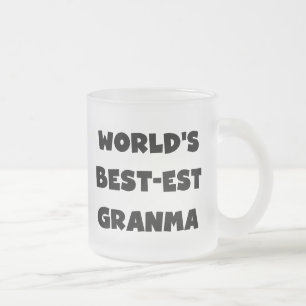 World's Best-est Granma Black and White Frosted Glass Coffee Mug