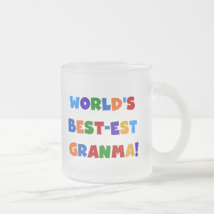 World's Best-est Granma Bright Colours Frosted Glass Coffee Mug