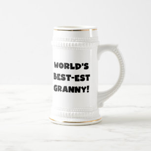 World's Best-est Granny Black Text Tshirts Gifts Beer Stein