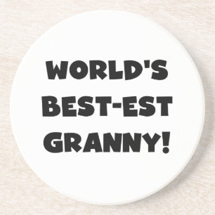 World's Best-est Granny Black Text Tshirts Gifts Coaster
