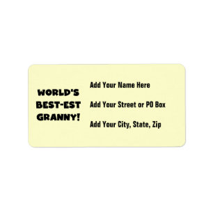 World's Best-est Granny Black Text Tshirts Gifts Label
