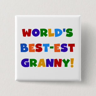 World's Best-est Granny Bright Colours 15 Cm Square Badge