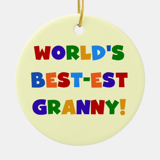 World's Best-est Granny Bright Colours Ceramic Tree Decoration (Front)