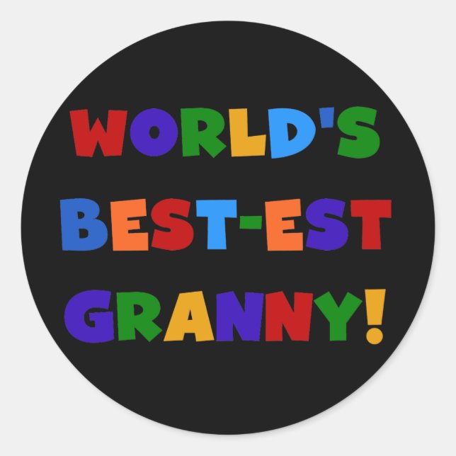 World's Best-est Granny Bright Colours Classic Round Sticker (Front)