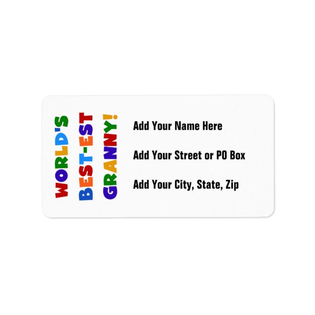 World's Best-est Granny Bright Colours Label (Front)
