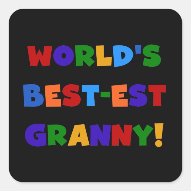 World's Best-est Granny Bright Colours Square Sticker (Front)