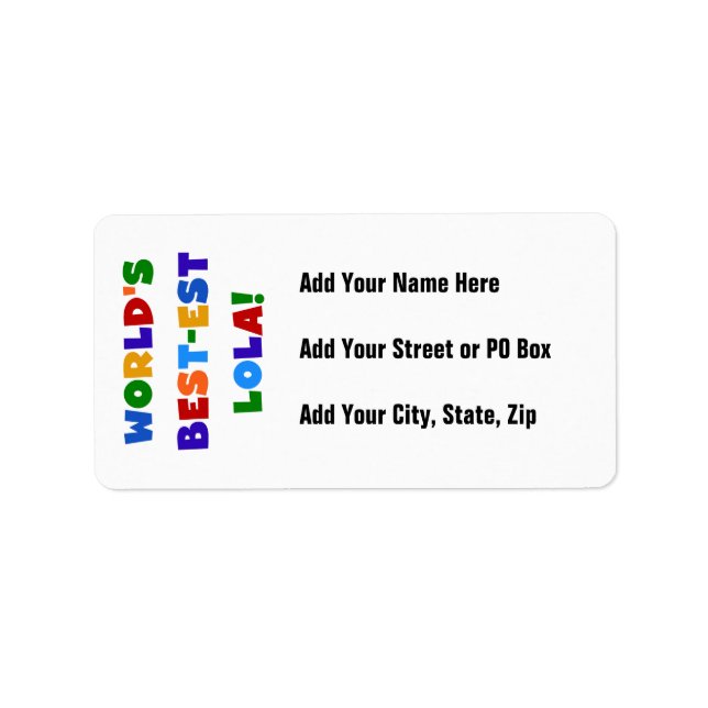 World's Best-est Lola T-shirts and Gifts Label (Front)