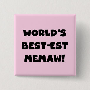 World's Best-est Memaw Black and White T-shirts 15 Cm Square Badge