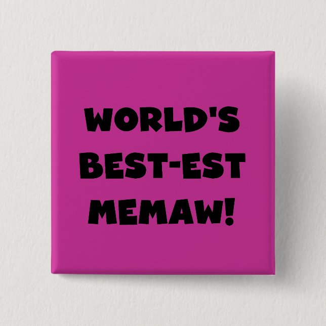 World's Best-est Memaw Black and White T-shirts 15 Cm Square Badge (Front)