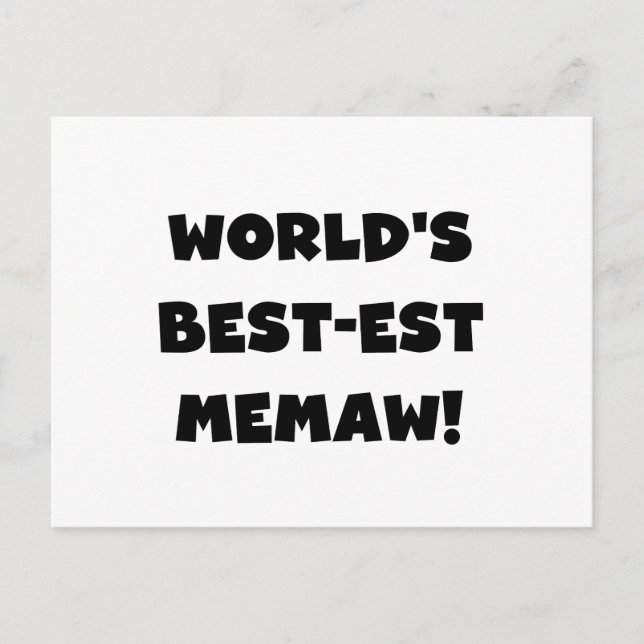 World's Best-est Memaw Black and White T-shirts Postcard (Front)