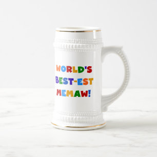 World's Best-est Memaw Bright Colours Tshirts Beer Stein