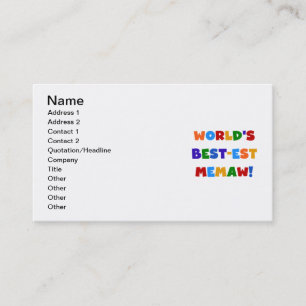 World's Best-est Memaw Bright Colours Tshirts Business Card