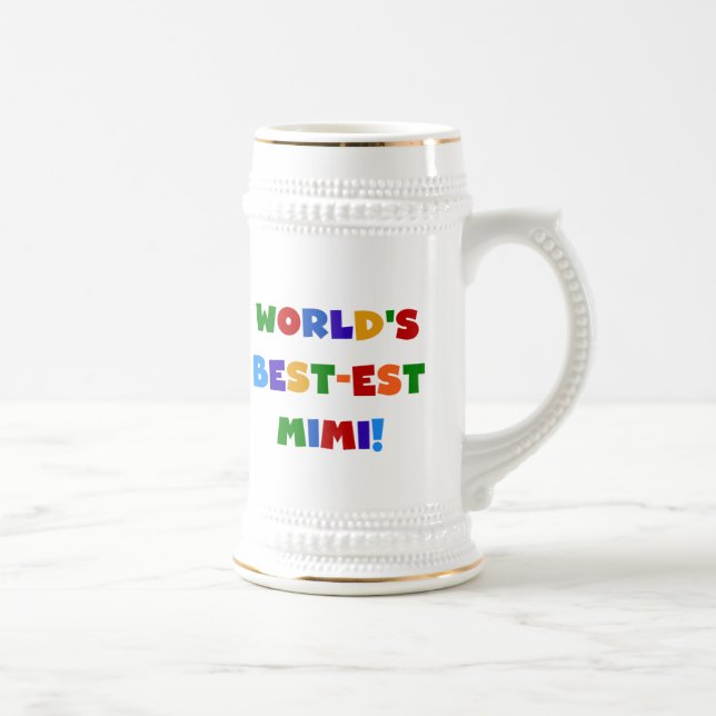 World's Best-est Mimi Bright Colours T-shirts Gift Beer Stein (Right)