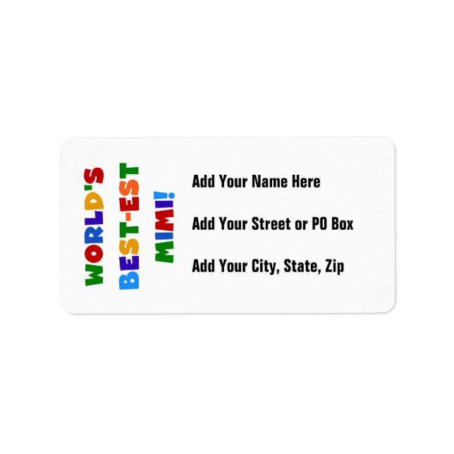 World's Best-est Mimi Bright Colours T-shirts Gift Label (Front)