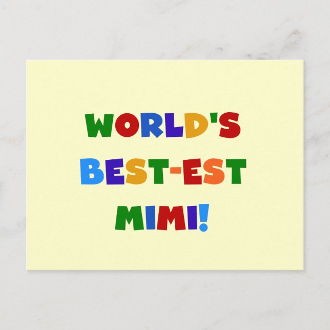 World's Best-est Mimi Bright Colours T-shirts Gift Postcard (Front)