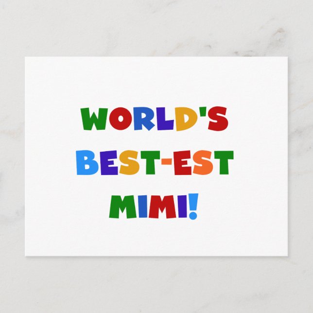 World's Best-est Mimi Bright Colours T-shirts Gift Postcard (Front)