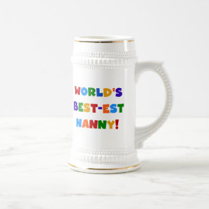 World's Best-est Nanny Bright Colours Gifts Beer Stein