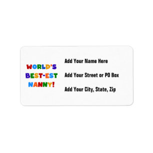 World's Best-est Nanny Bright Colours Gifts Label