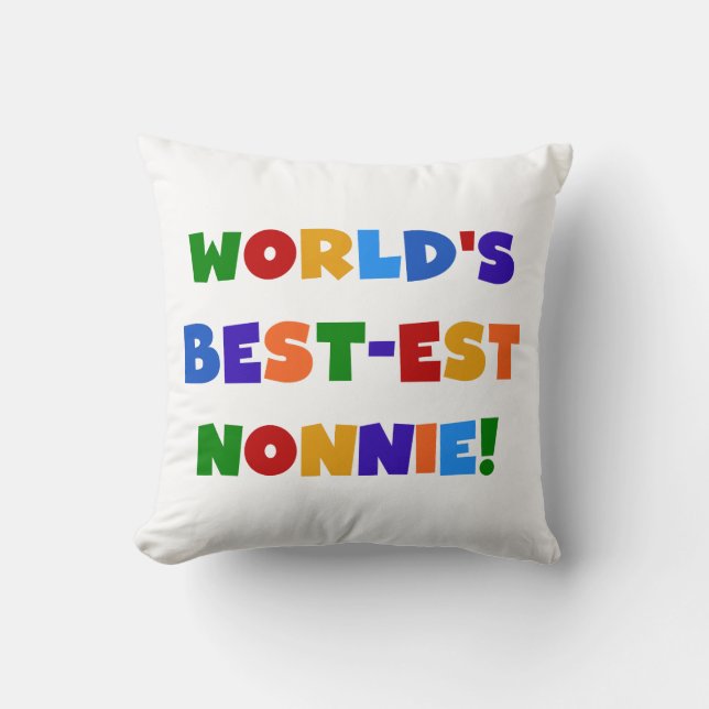 World's Best-est Nonnie Bright Colours Gifts Cushion (Front)