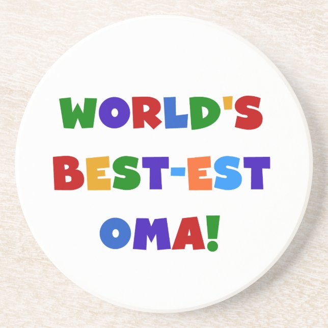World's Best-est Oma Bright Colours Gifts Coaster (Front)