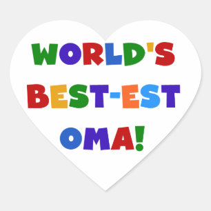 World's Best-est Oma Bright Colours Gifts Heart Sticker