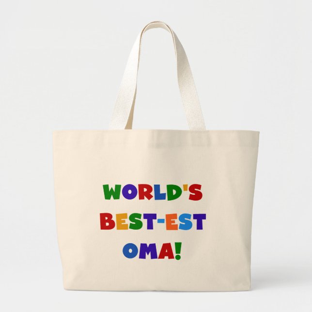 World's Best-est Oma Bright Colours Gifts Large Tote Bag (Front)