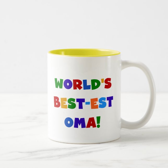 World's Best-est Oma Bright Colours Gifts Two-Tone Coffee Mug (Right)