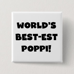 World's Best-est Poppi Black Text Gifts 15 Cm Square Badge