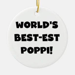 World's Best-est Poppi Black Text Gifts Ceramic Tree Decoration
