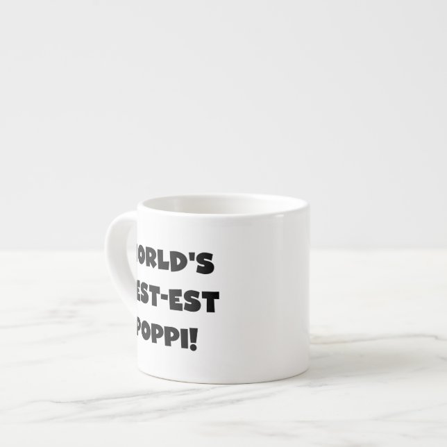 World's Best-est Poppi Black Text Gifts Espresso Cup (Front Left)