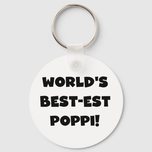 World's Best-est Poppi Black Text Gifts Key Ring (Front)