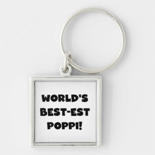 World's Best-est Poppi Black Text Gifts Key Ring