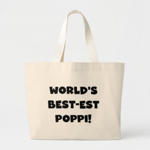 World's Best-est Poppi Black Text Gifts Large Tote Bag