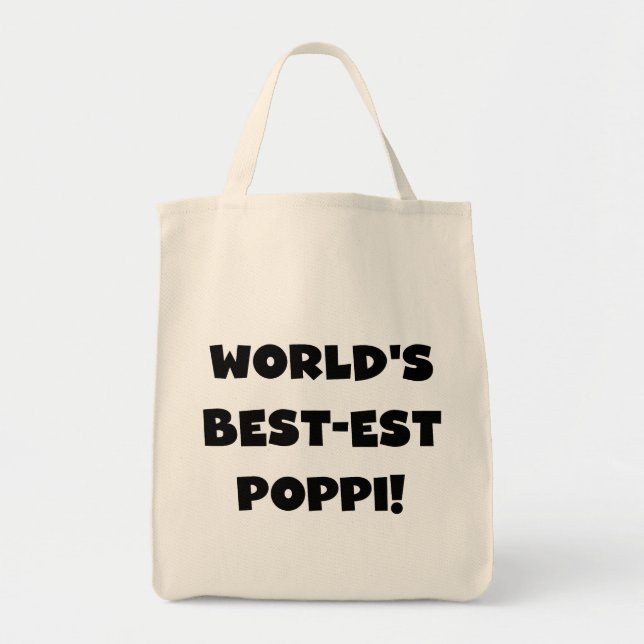 World's Best-est Poppi Black Text Gifts Tote Bag (Front)