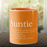 World's Best Ever Aunt, Auntie Definition Orange Two-Tone Coffee Mug<br><div class="desc">Personalise for your Aunt or Auntie to create a unique gift. A perfect way to show her how amazing she is every day. You can even customise the background to their favourite colour. Designed by Thisisnotme©</div>